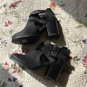 Black buckle booties